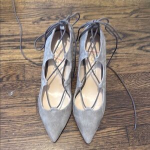 Elegant Gray Lace-Up Women's Shoes